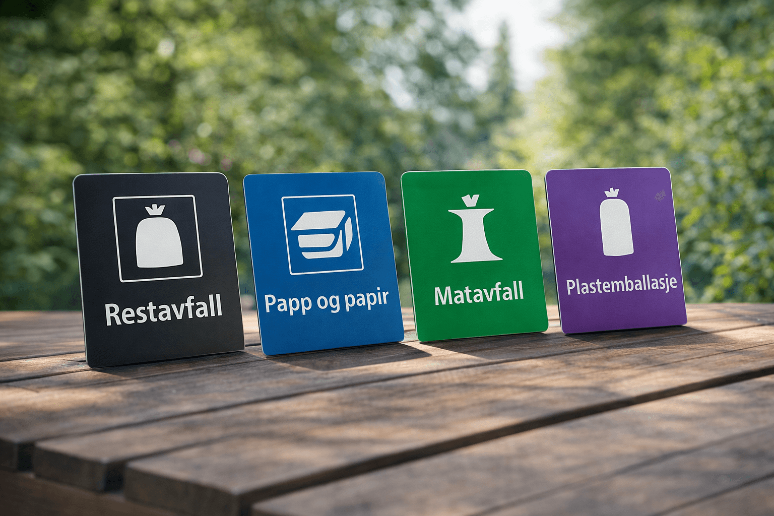 Skyltar för avfallskategorier